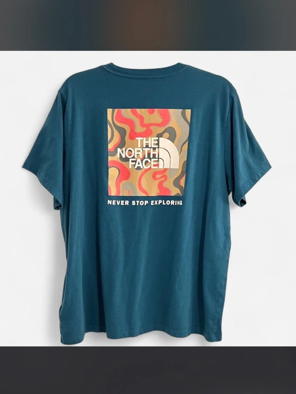 The North Face Teal Never Stop Exploring/NSE Box Tee 100% Cotton - Picture 3 of 9